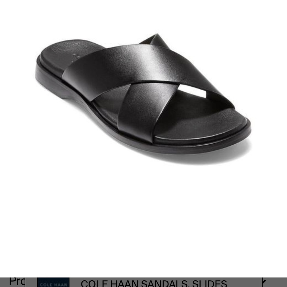 Cole Hann men’s grand black cross cross sandals NWOT